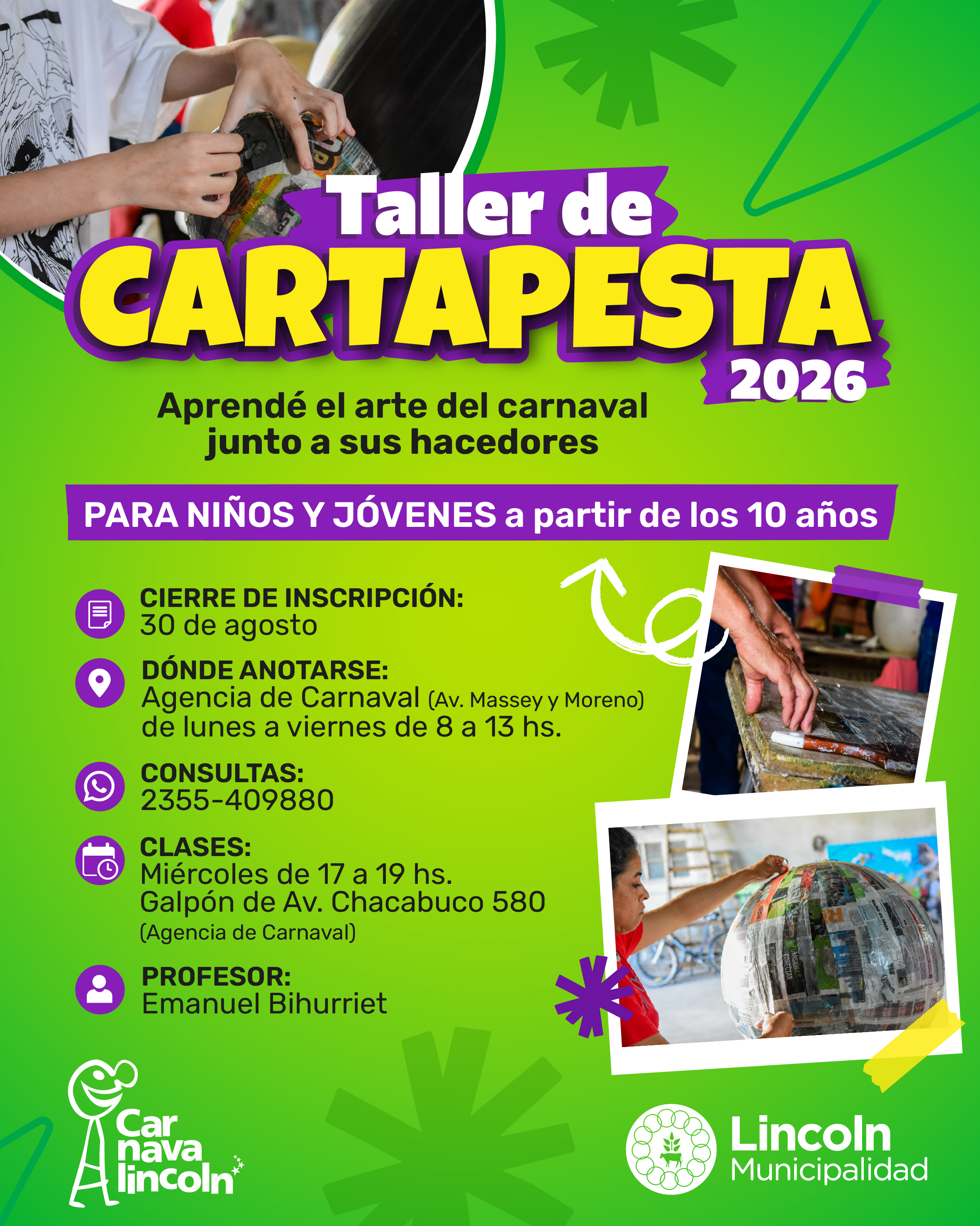 Abre la inscripción al taller de cartapesta del Carnavalincoln