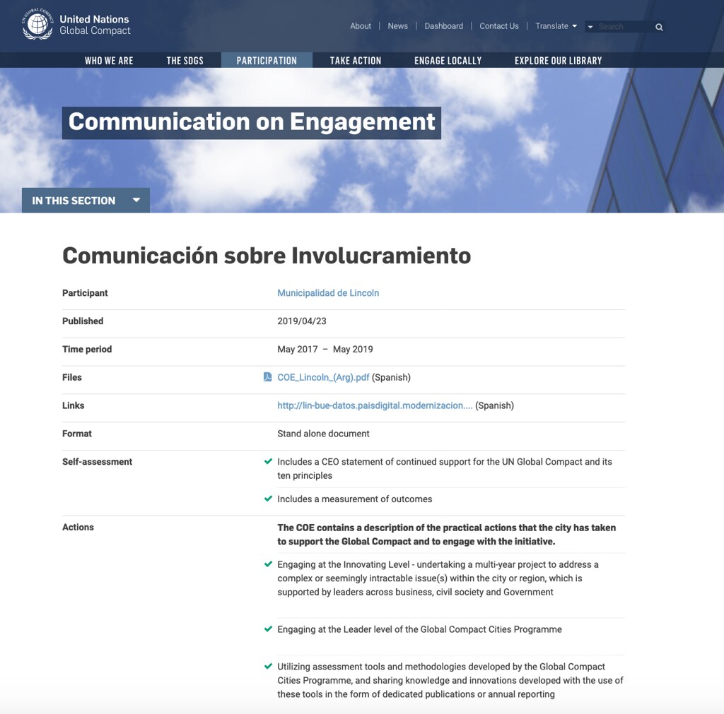 Lincoln presentó su reporte de Comunicación sobre Involucramiento (COE)