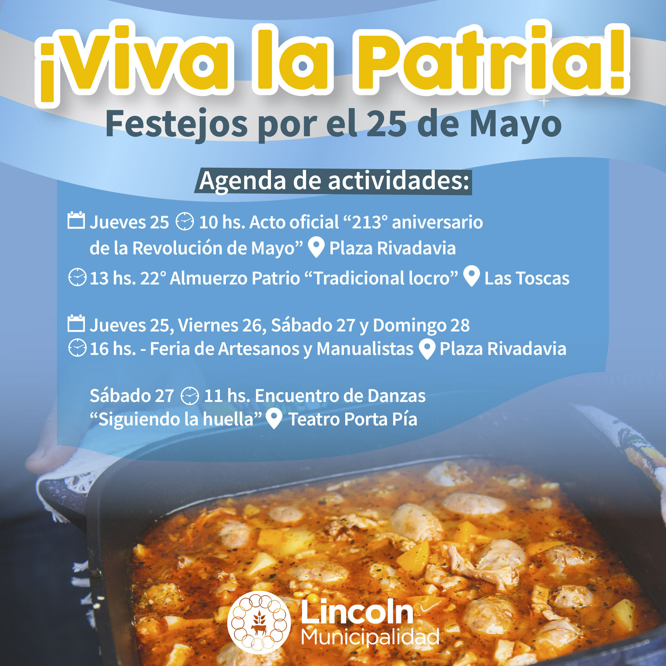 Lincoln se prepara para celebrar la Revolución de Mayo