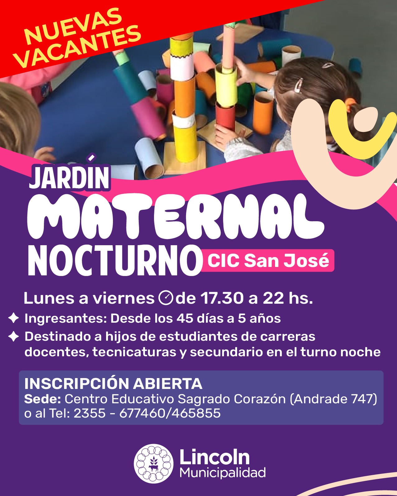 Nuevas vacantes para el Jardín Maternal "en contraturno"