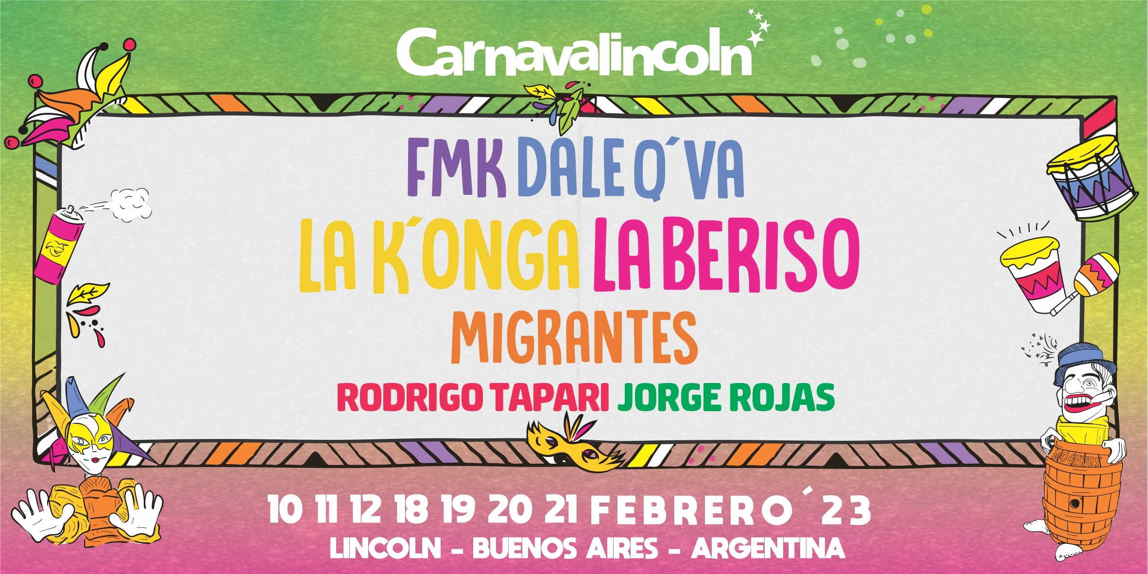 Están confirmados los shows musicales que acompañarán cada noche del Carnaval 2023