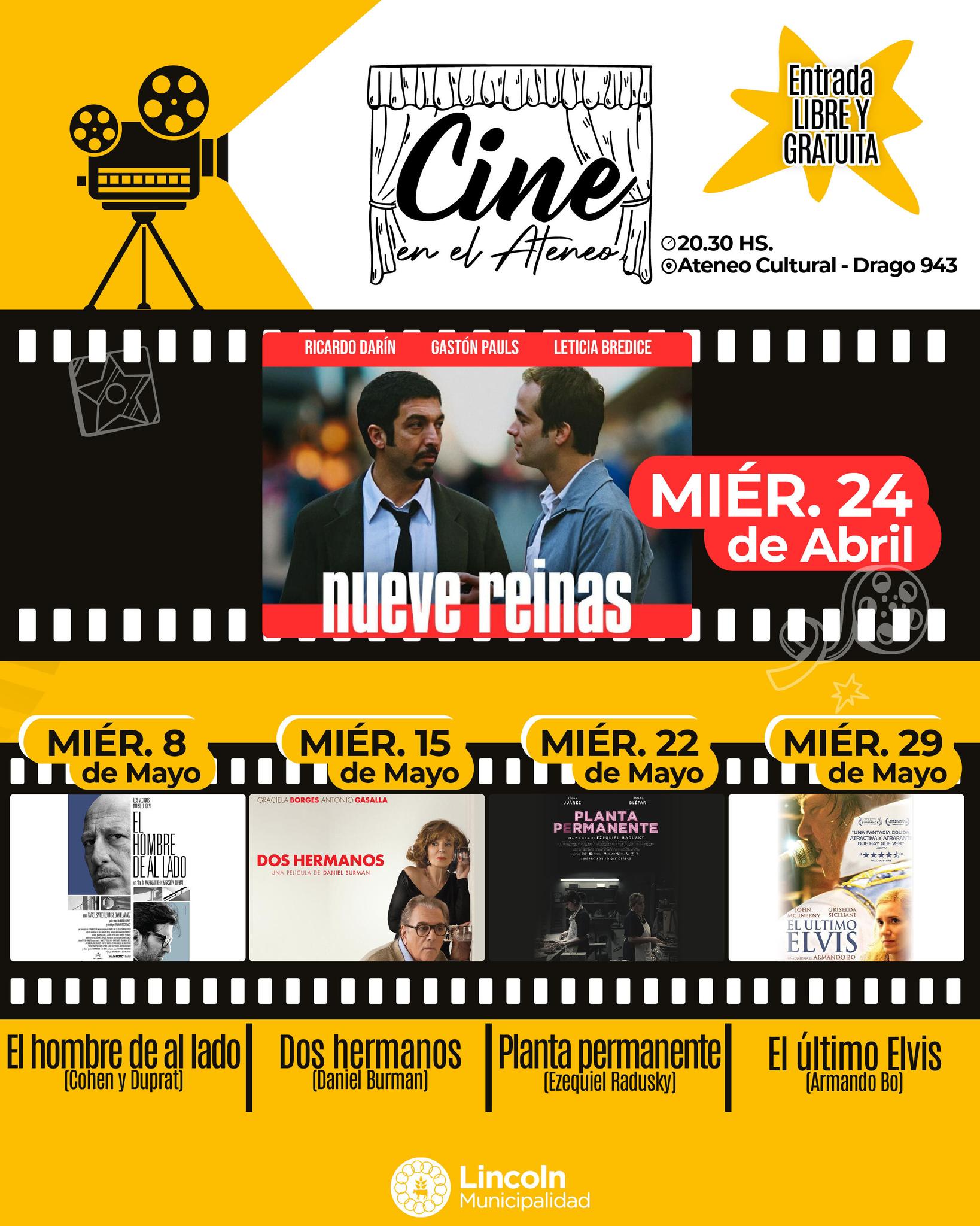 “Nueve Reinas” y varias pelis más para disfrutar durante todo mayo