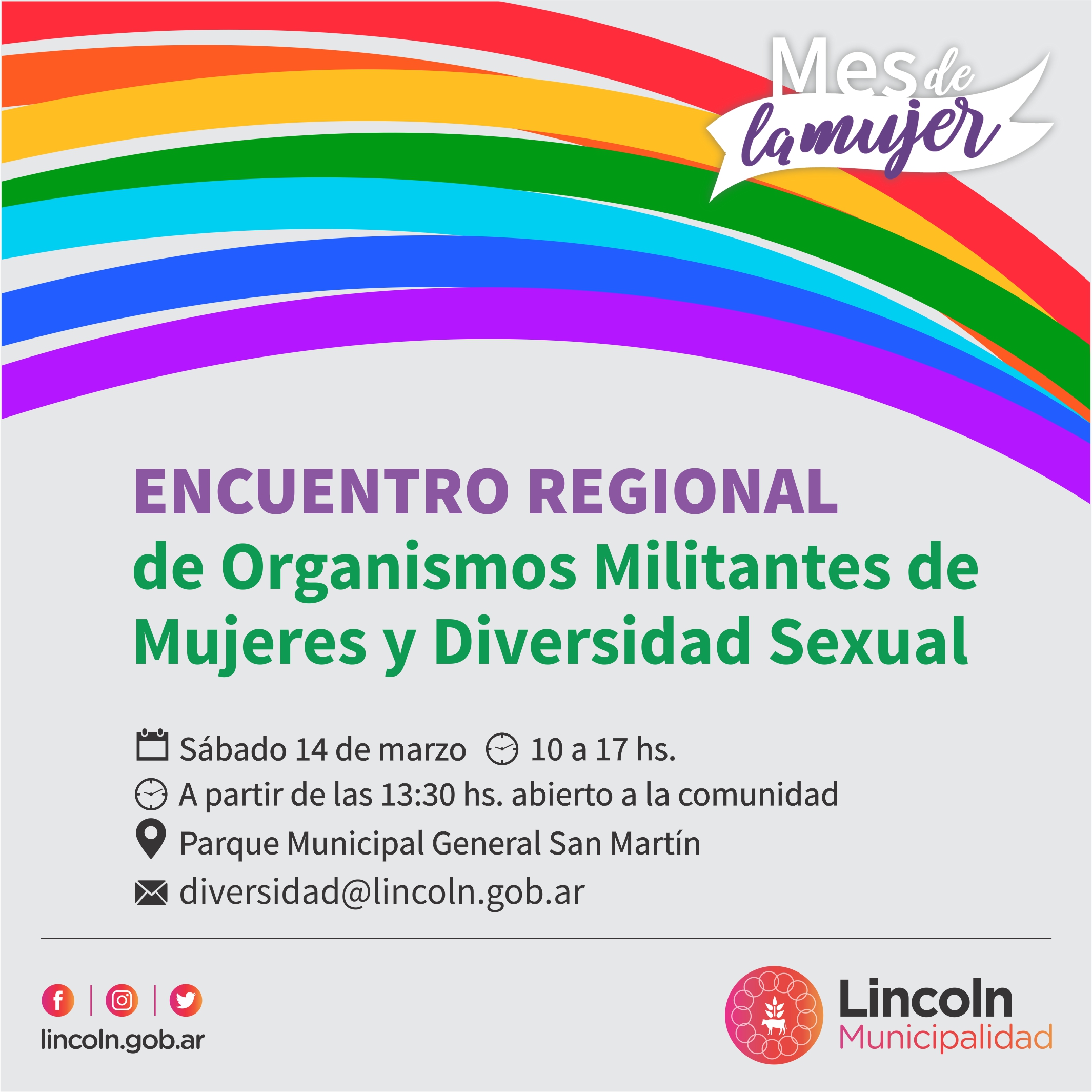 Lincoln será sede del 1º Encuentro Regional de Organismos Militantes de Mujeres y Diversidad Sexual