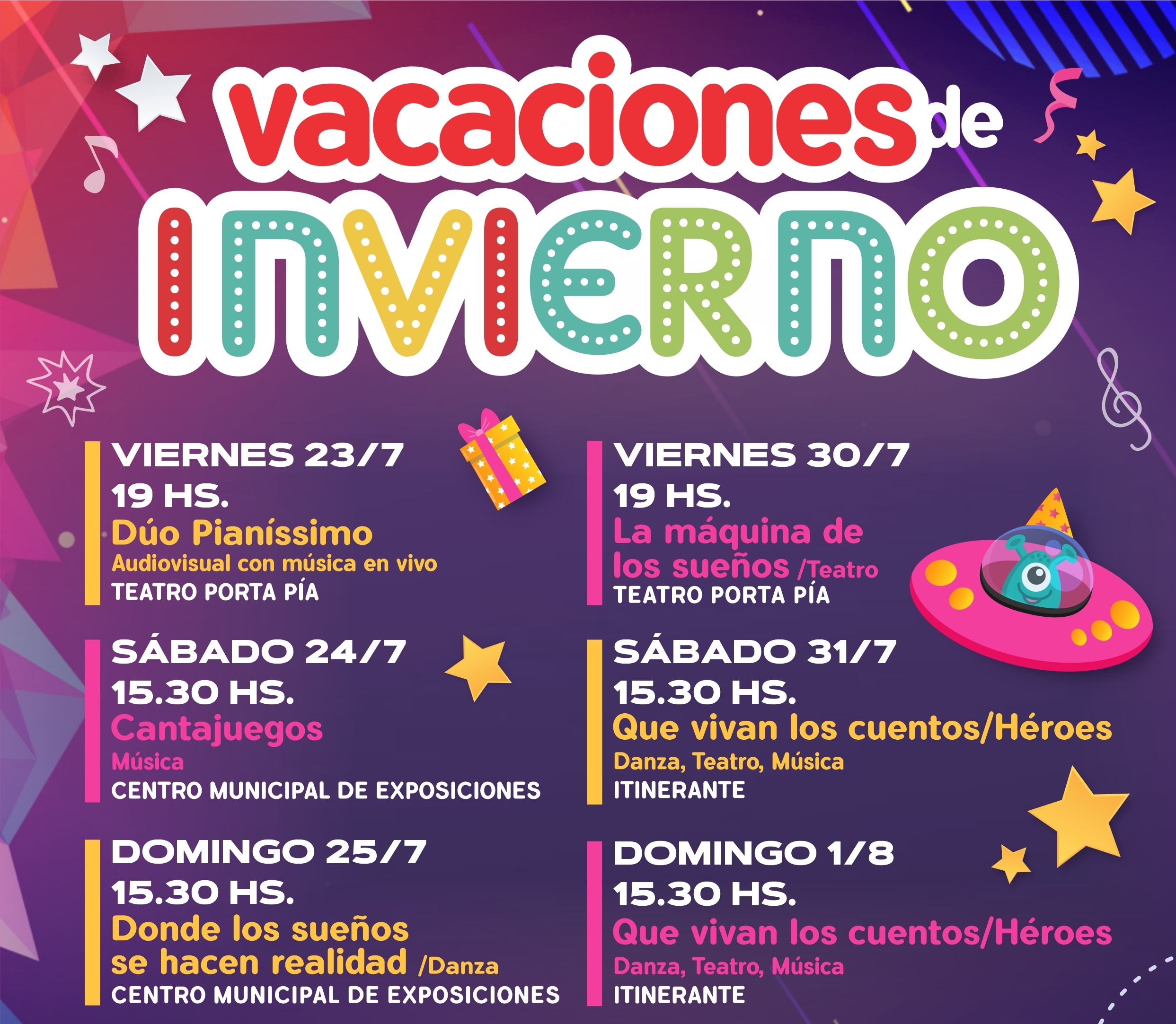 Recibimos las vacaciones de invierno con variadas propuestas para toda la familia