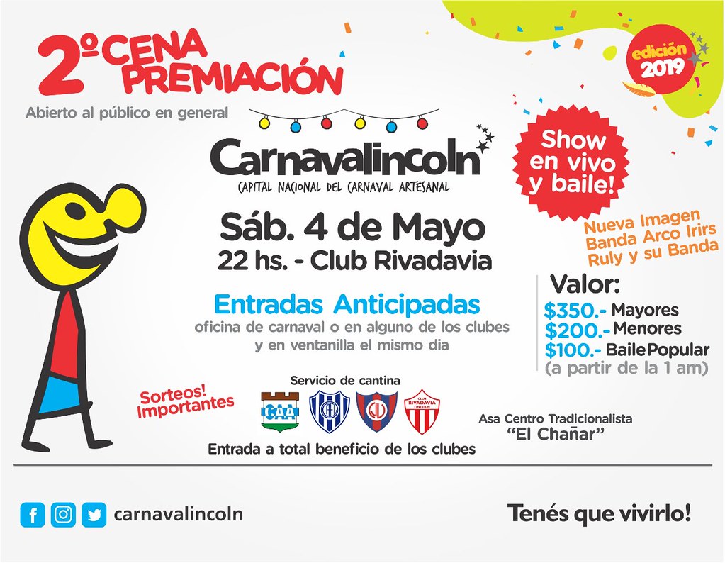 Cena de premiación del Carnavalincoln 2019