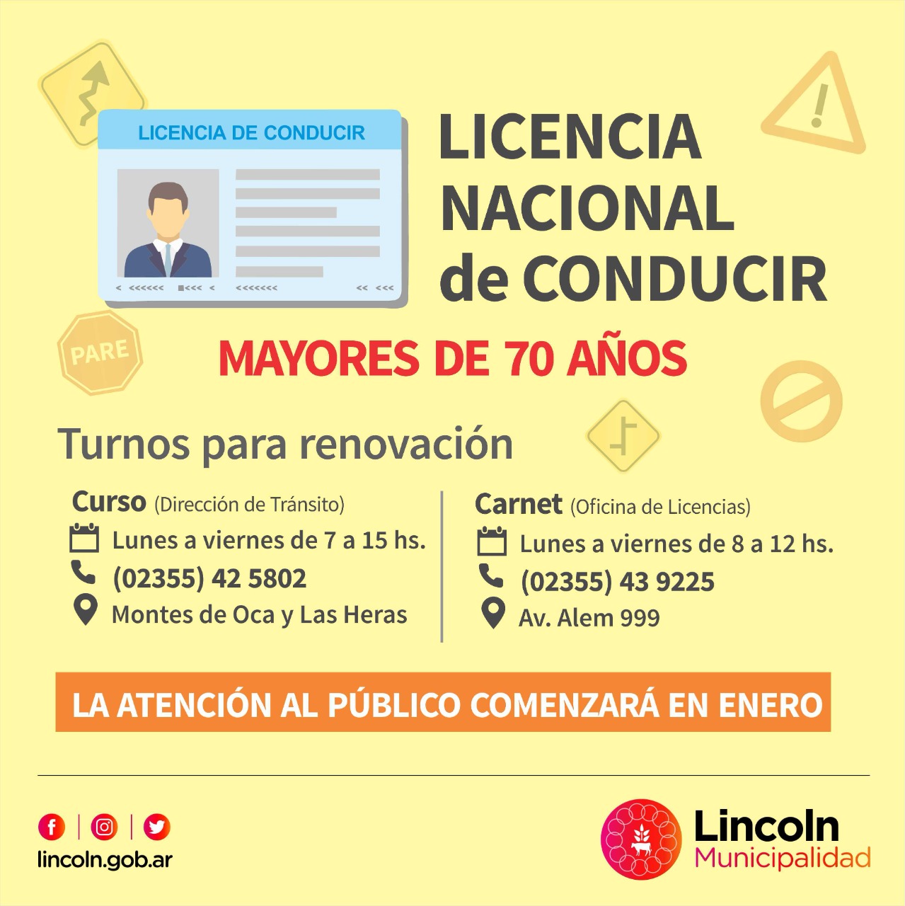 Retoman los trámites de renovación de Licencia para mayores de 70 años